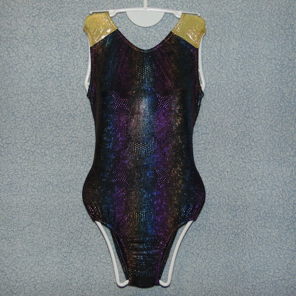 Go For The Gold Gold Rainbow Sparkley Leotard AS